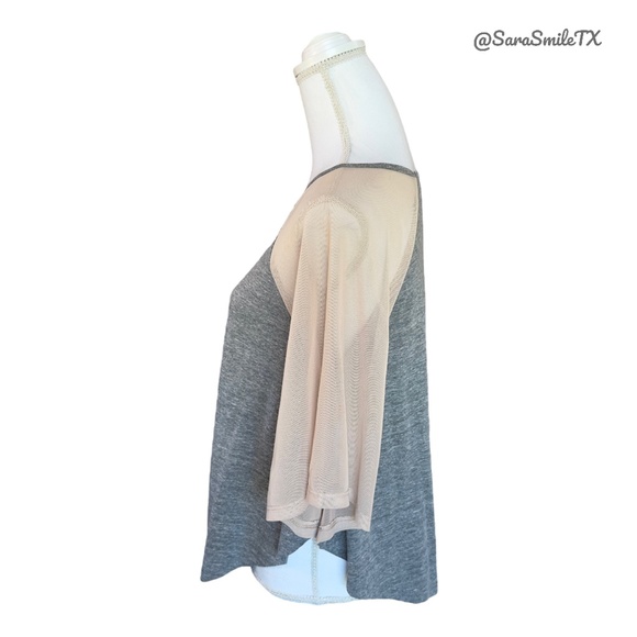 STYLEMINT Unique Heather Gray & Nude Semi-Sheer Mesh Accent Batwing Top -  NWOT - Picture 11 of 15